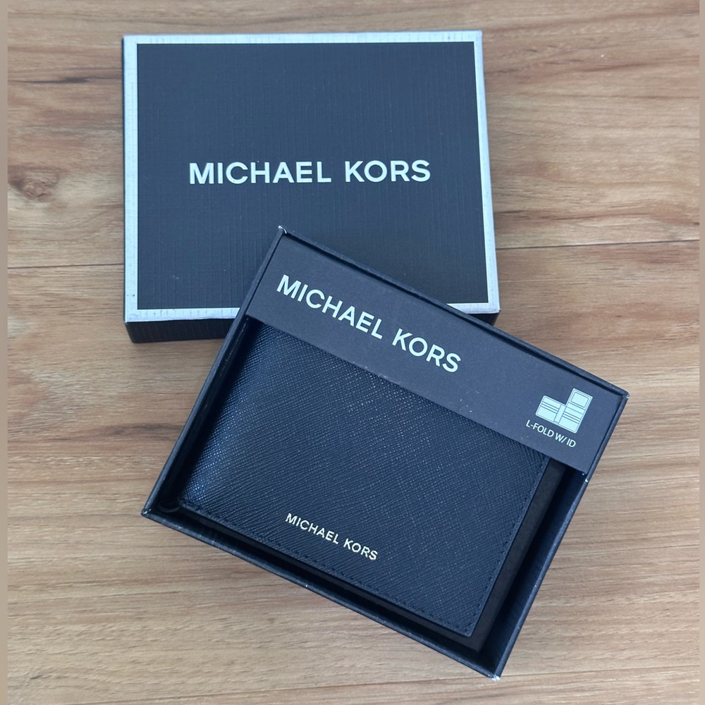 MICHAEL KORS L-FOLD Men’s Wallet Black - New